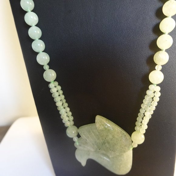 Unique Chinese Jade Long Beaded Pendant Necklace